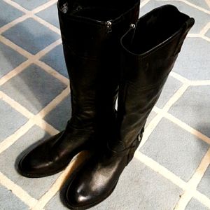 NWOT Franco Sarto tall black leather zip-up boots